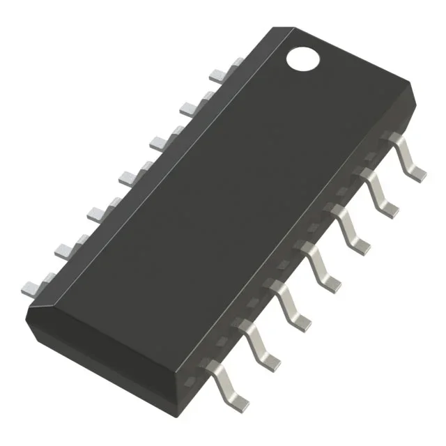 A black rectangular semiconductor microchip with multiple silver legs used for connectivity in electronic circuits.