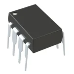Image of a black plastic eight-pin Dual In-line Package (DIP) component commonly used for integrated circuits.