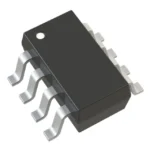 Black surface mount chip with multiple metal leads, ideal for compact electronic devices.