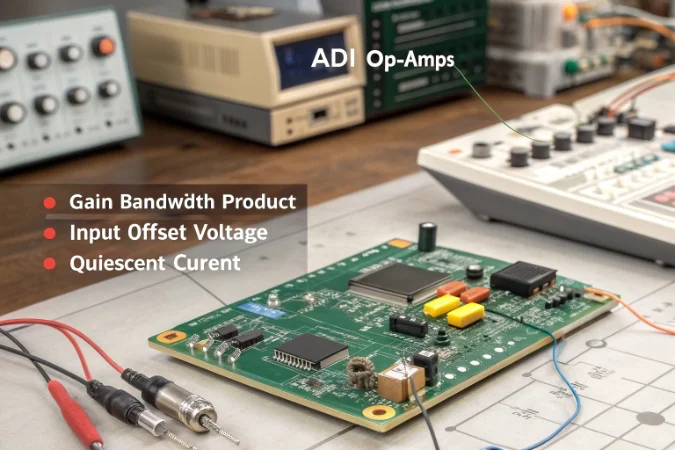 Analog Devices Op-Amp Selection Guide A circuit board featuring various Analog Devices op-amps