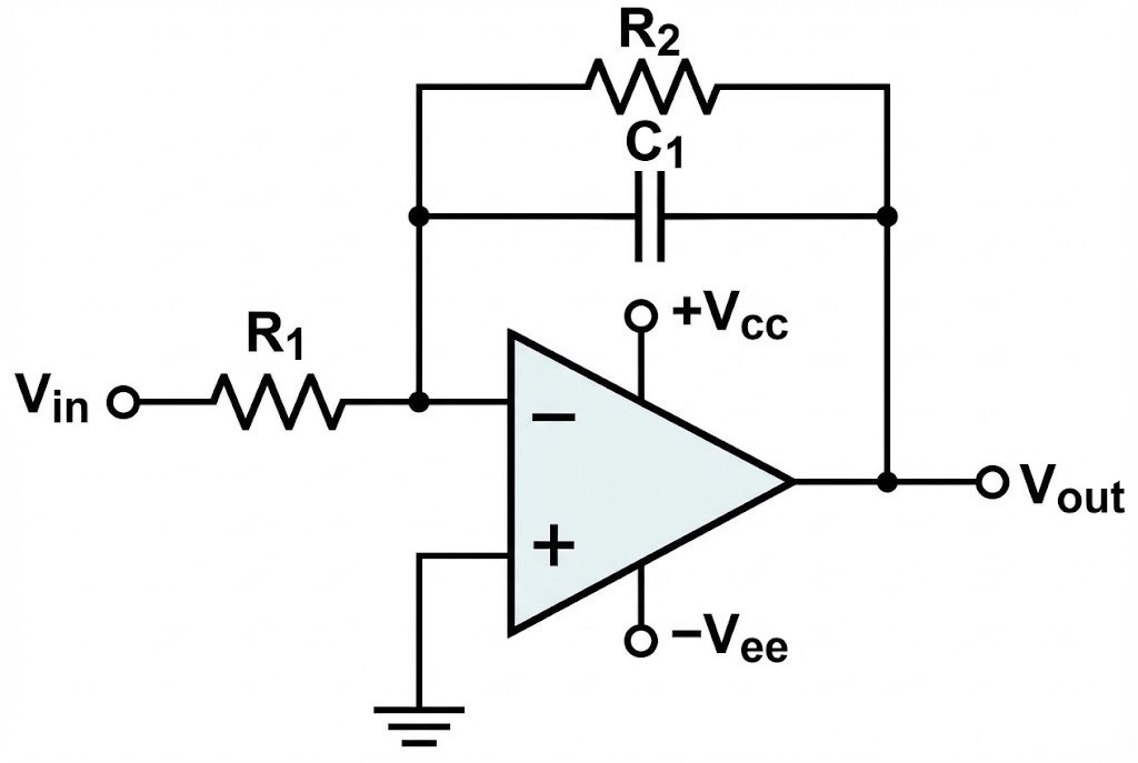 Practical Op-Amp Integrator A practical op-amp integrator circuit with a feedback resistor