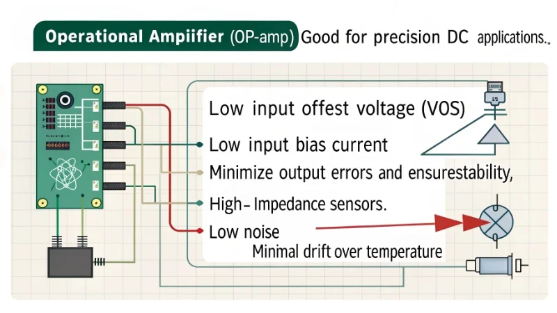 Precision DC Op-Amp Selection A precision instrumentation amplifier circuit for sensor reading