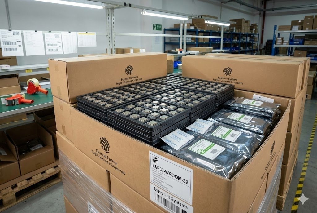 ESP32-WROOM-32 modules ready for shipping