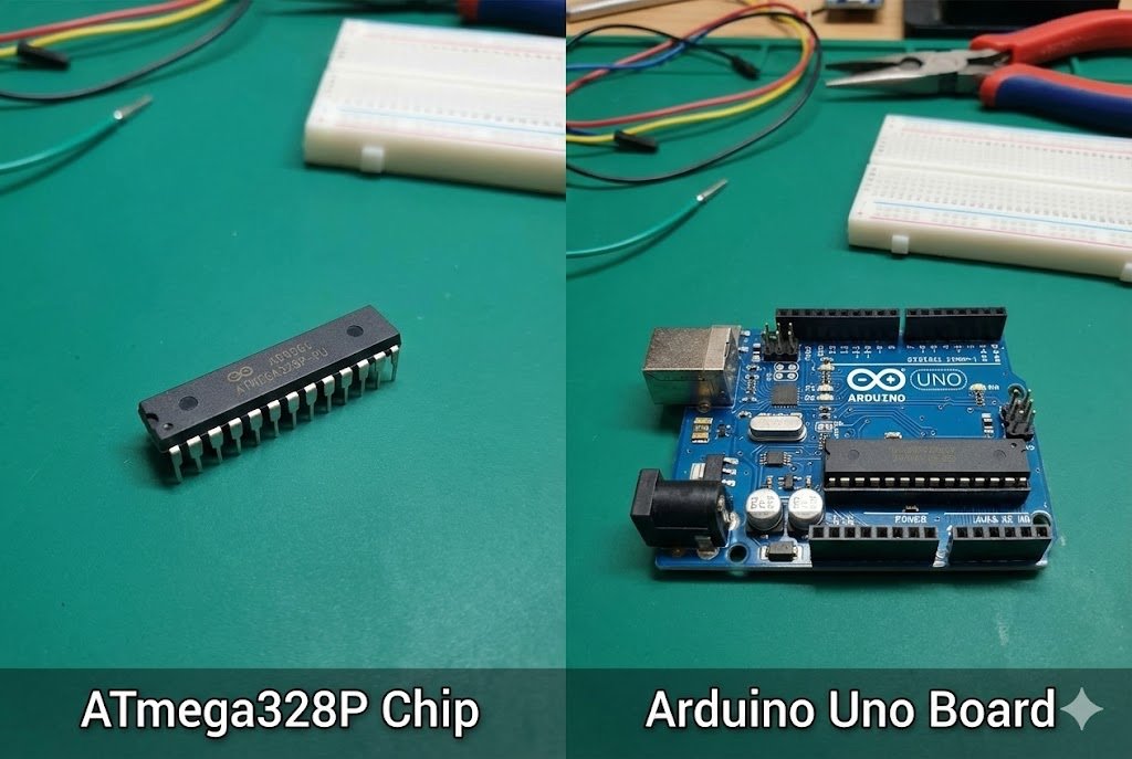 ATmega328P chip vs Arduino Uno board