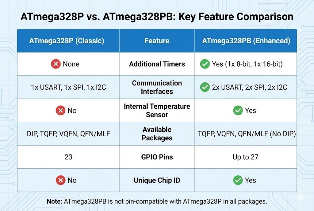 Comparison of ATmega328P and ATmega328PB