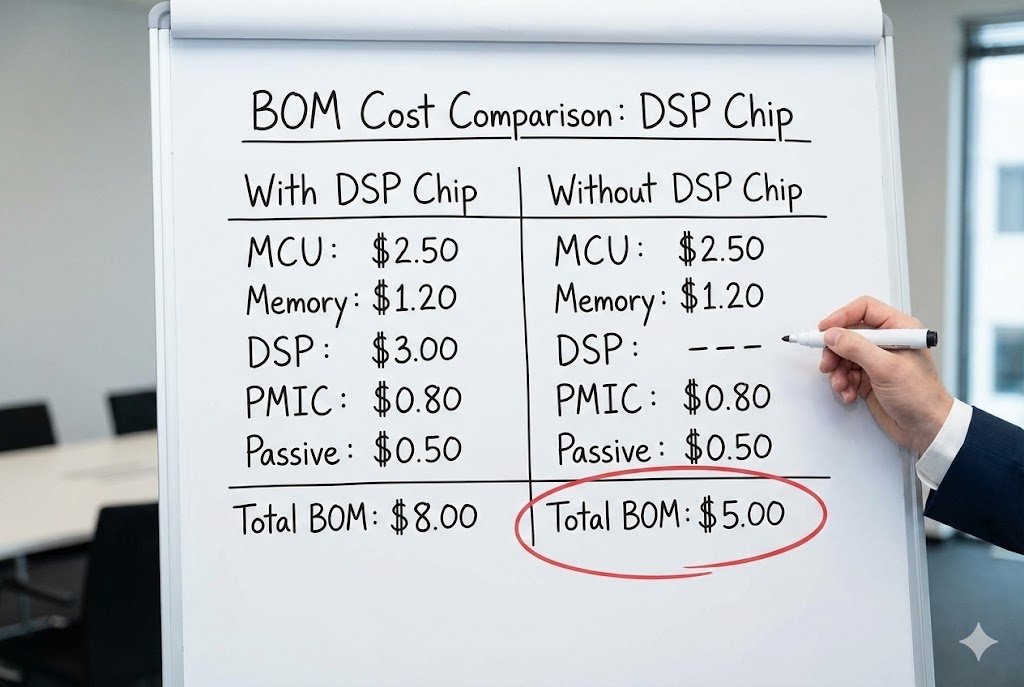 Comparison of BOM cost with and without DSP chip
