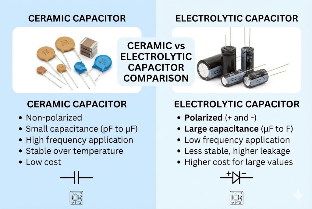 Ceramic vs Electrolytic Capacitors ceramic vs electrolytic capacitor comparison