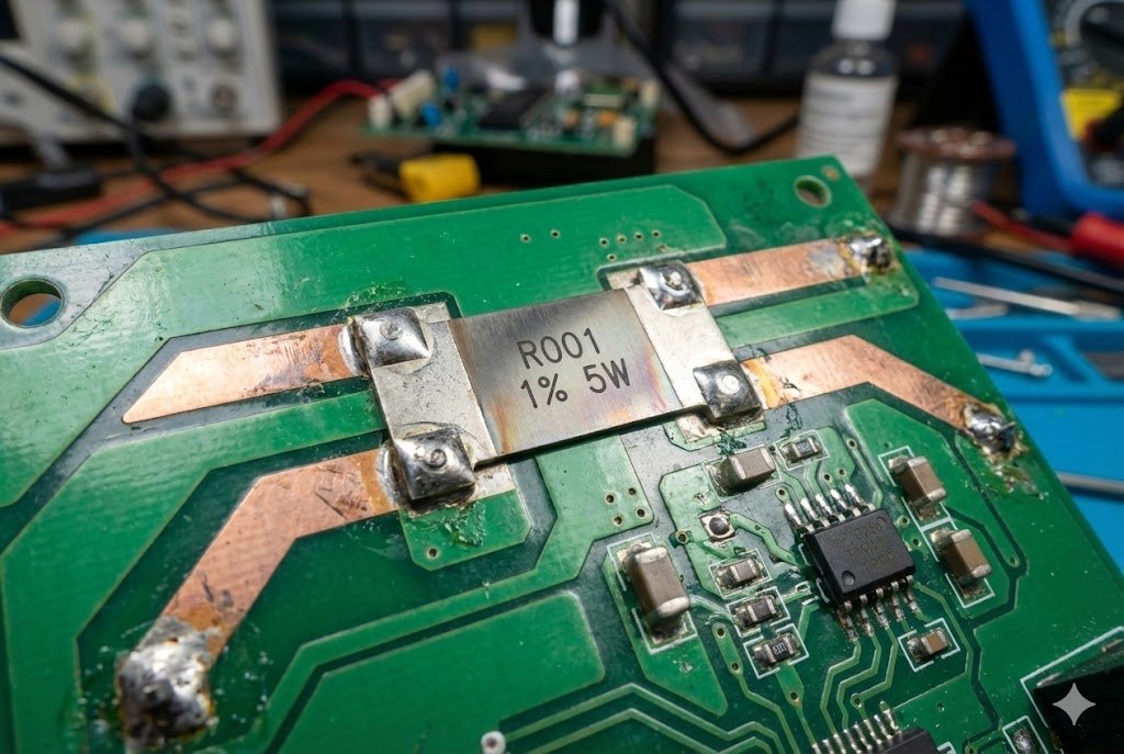 Shunt Resistor Circuit Current sense shunt resistor on a PCB