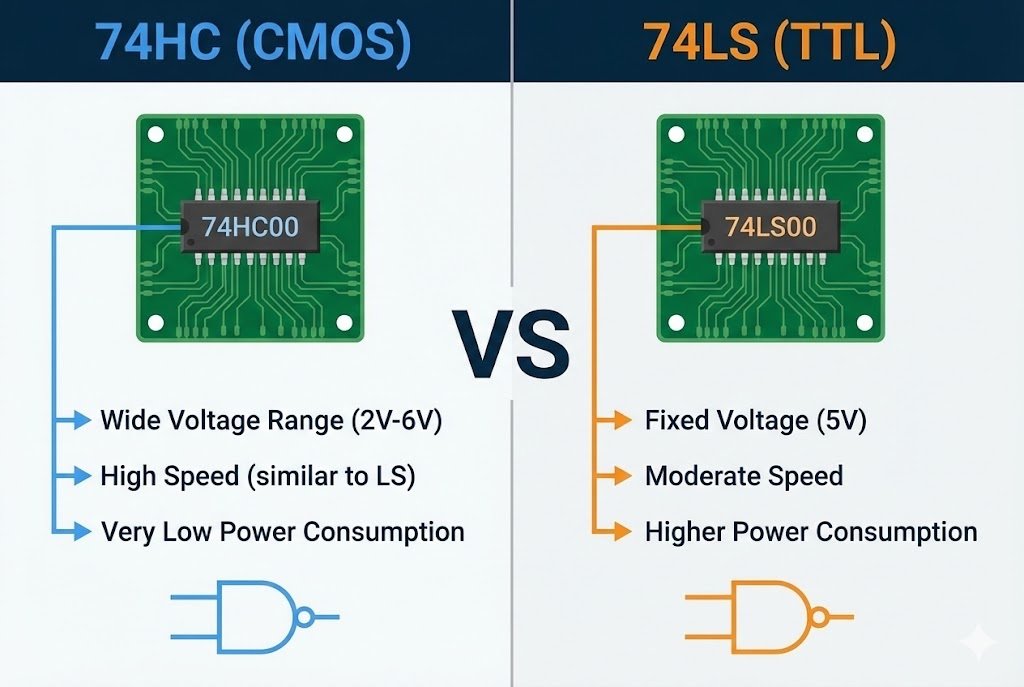 Comparison of 74HC vs 74LS Series