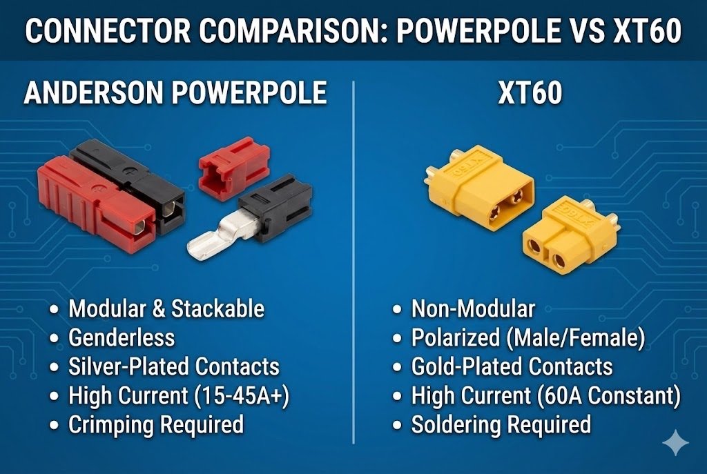 Anderson vs XT60 Connectors Anderson Powerpole vs XT60 connector comparison