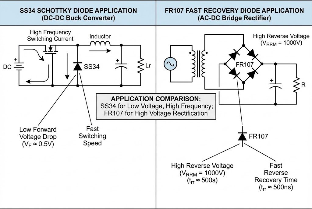 SS34 vs FR107 application circuit SS34 vs FR107 application circuit