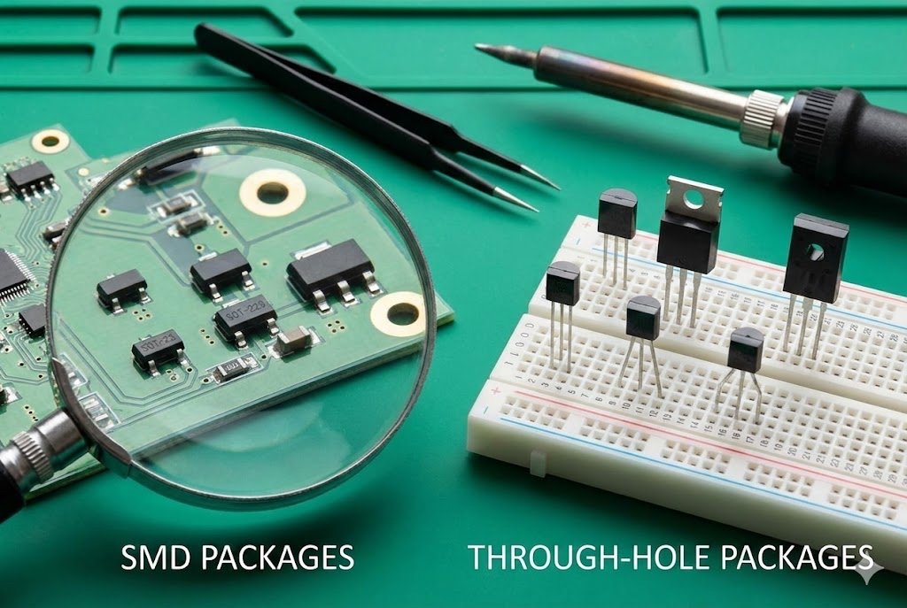 SMD vs Through hole transistor packages