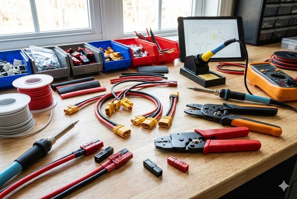 XT60 vs Anderson Powerpole XT60 and Anderson connectors on a workbench