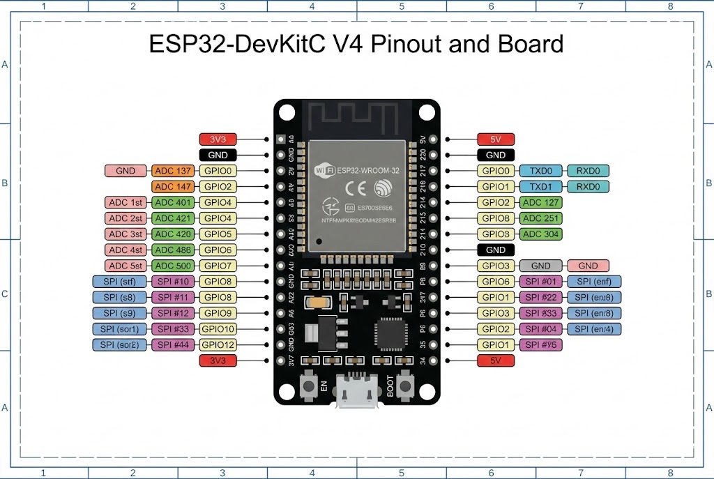 ESP32-DevKitC V4 Pinout and Board