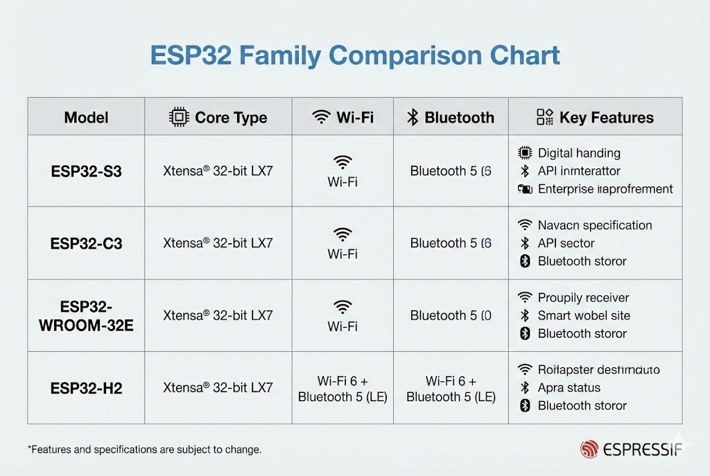 ESP32 Family Comparison Chart