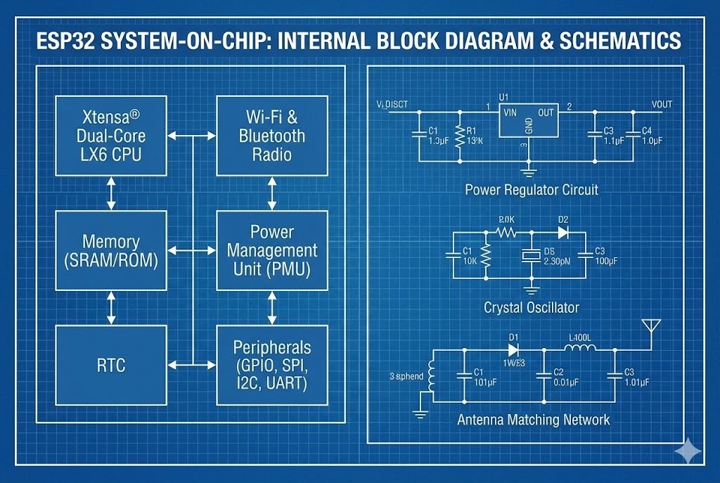 ESP32 Internal Block Diagram and Schematics