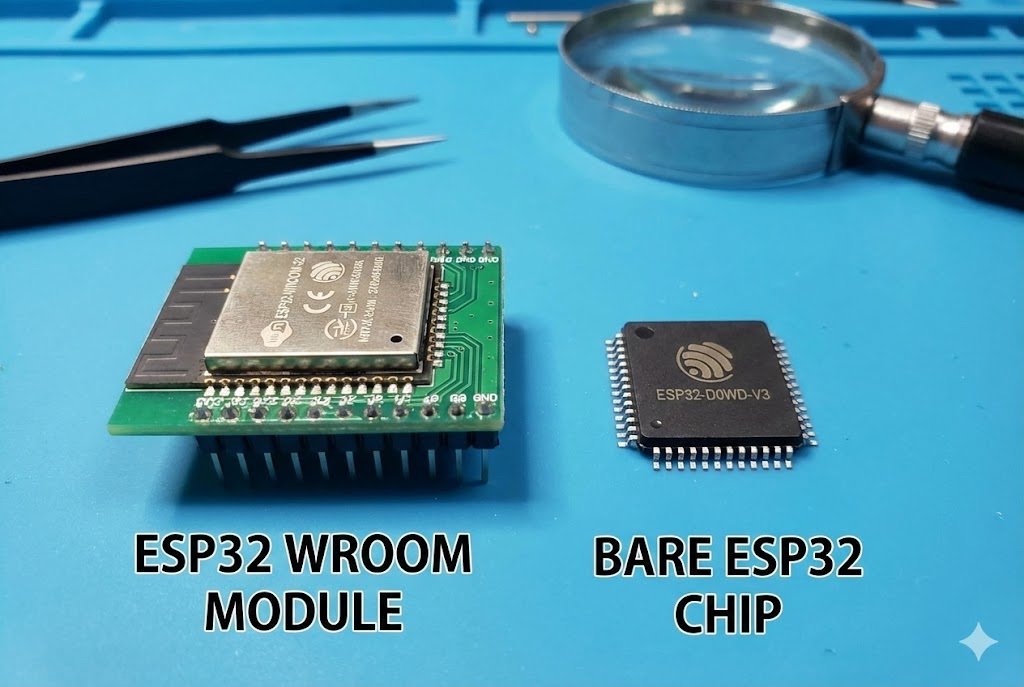 ESP32 WROOM Module vs Bare Chip comparison