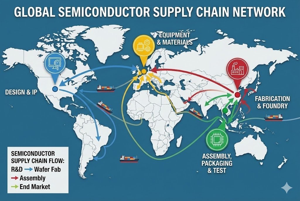 Global semiconductor supply chain map