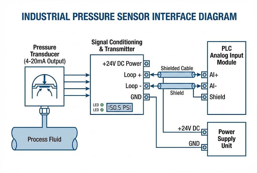 Industrial pressure sensor interface diagram