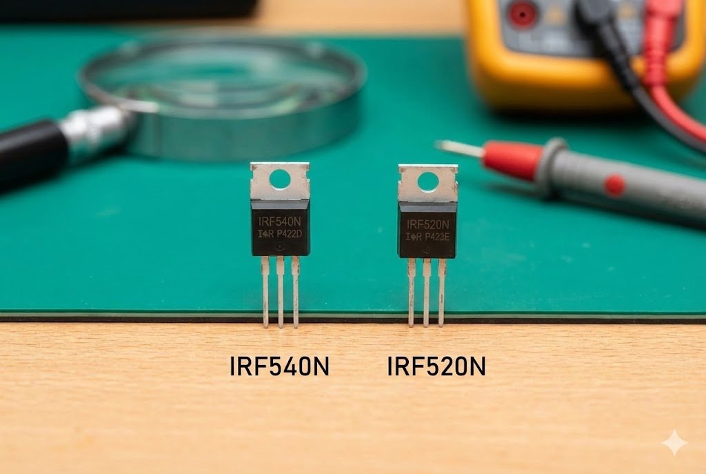 IRF540N vs IRF520N visual comparison