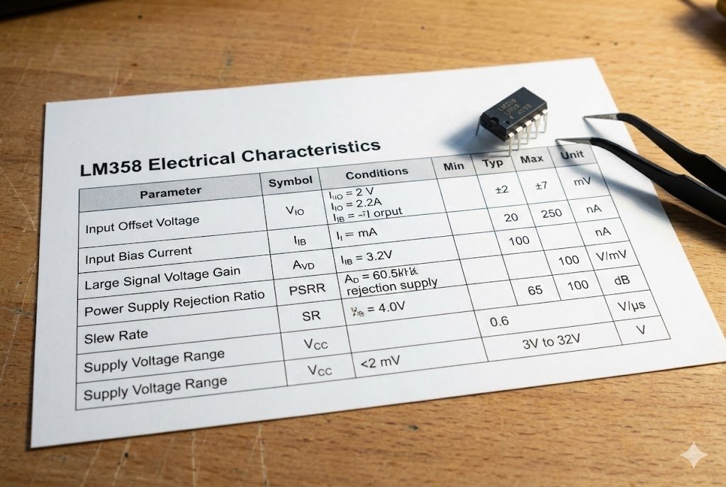 LM358 Specs LM358 datasheet specifications table