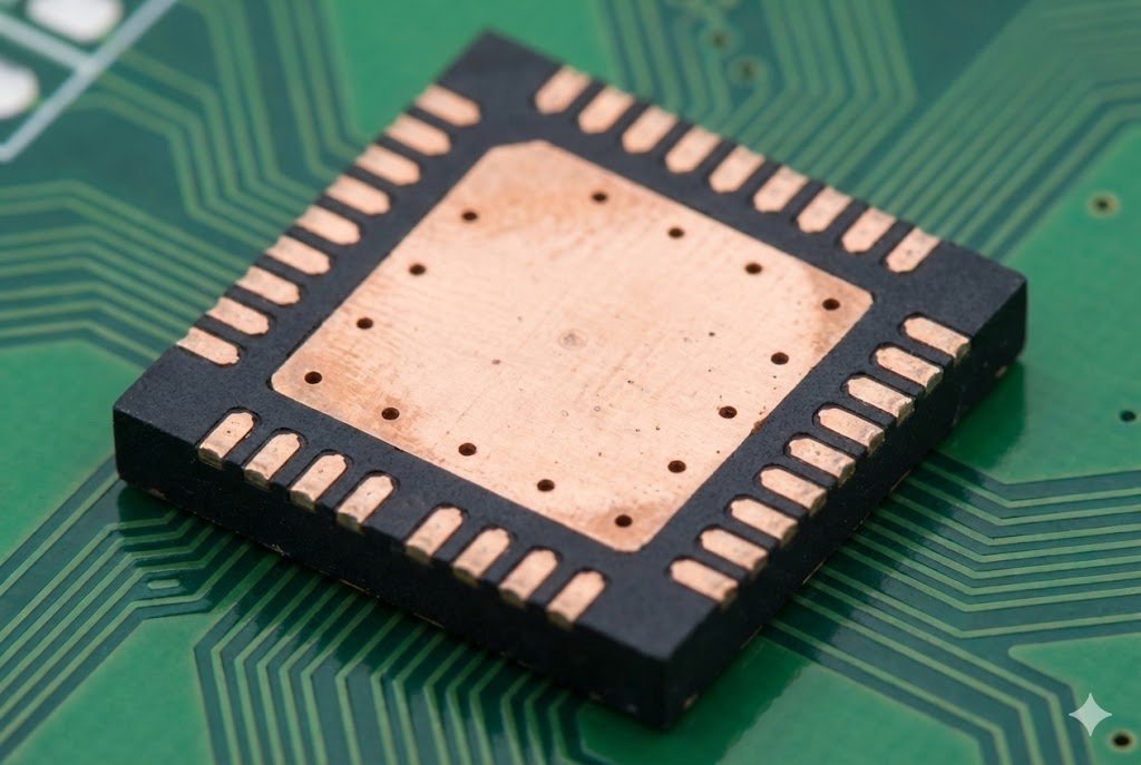 QFN package bottom view with thermal pad