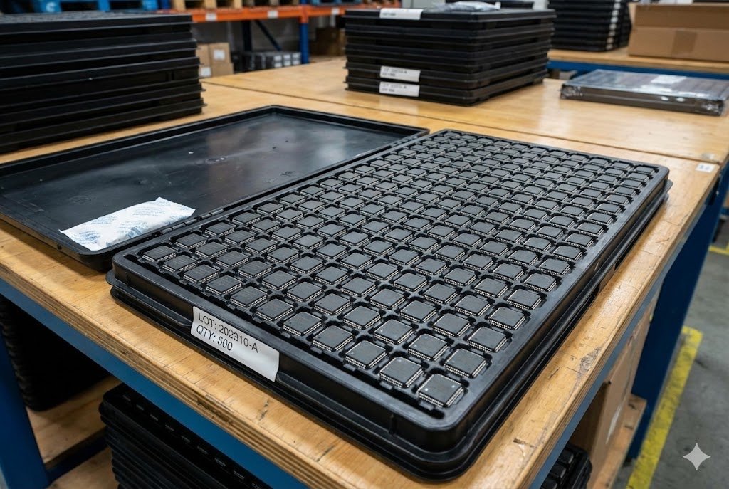 Bulk chips in tray packaging