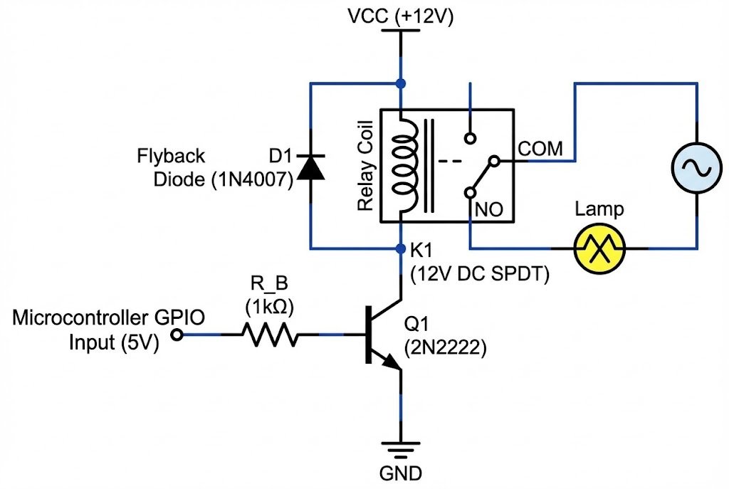 NPN Transistor driving relay circuit