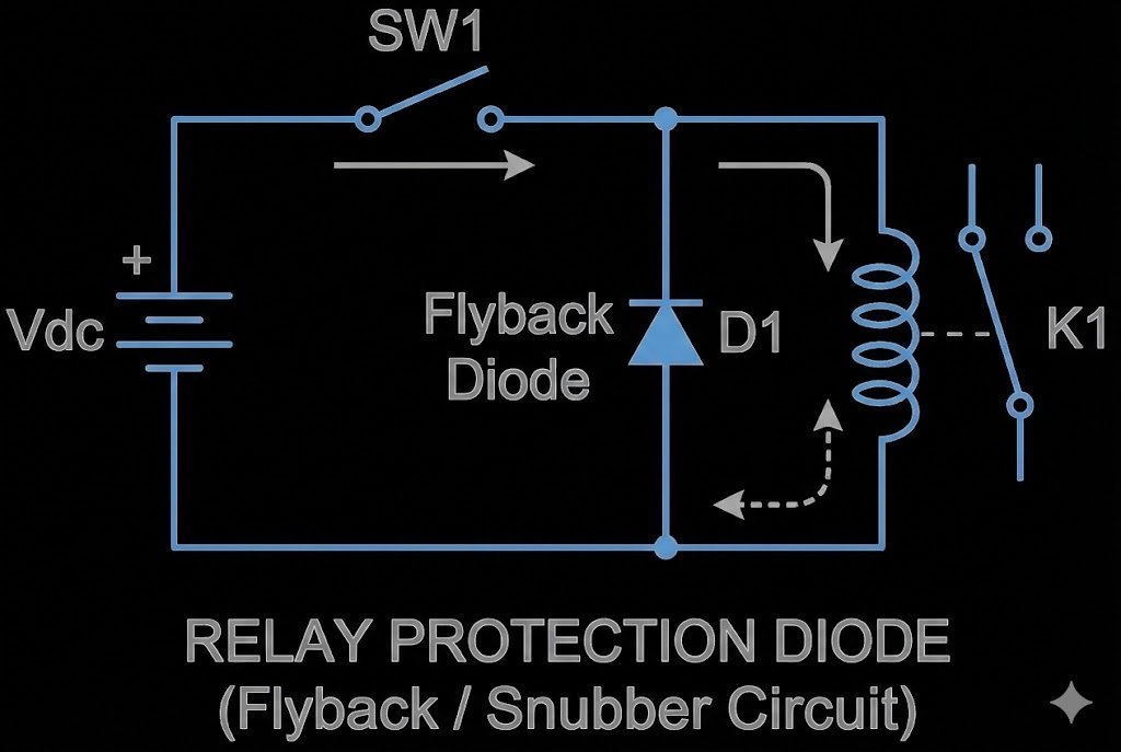 Circuit diagram of relay protection diode