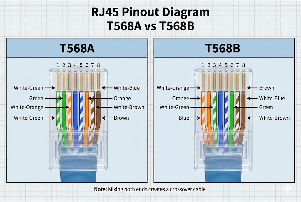 RJ45 Pinout Diagram RJ45 Pinout Diagram T568A vs T568B