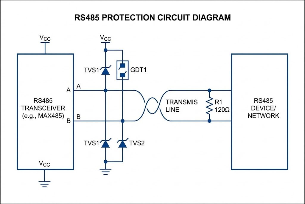 RS485 Anti-interference Circuit RS485 protection circuit diagram