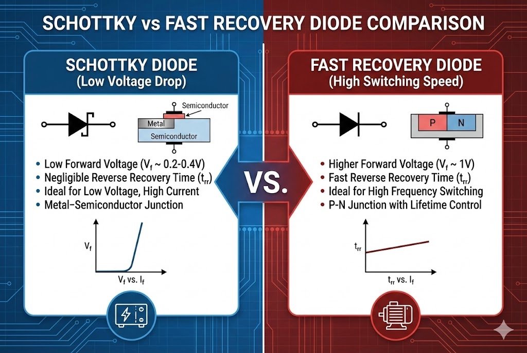 Schottky vs Fast Recovery Diode Comparison Schottky vs Fast Recovery Diode Comparison