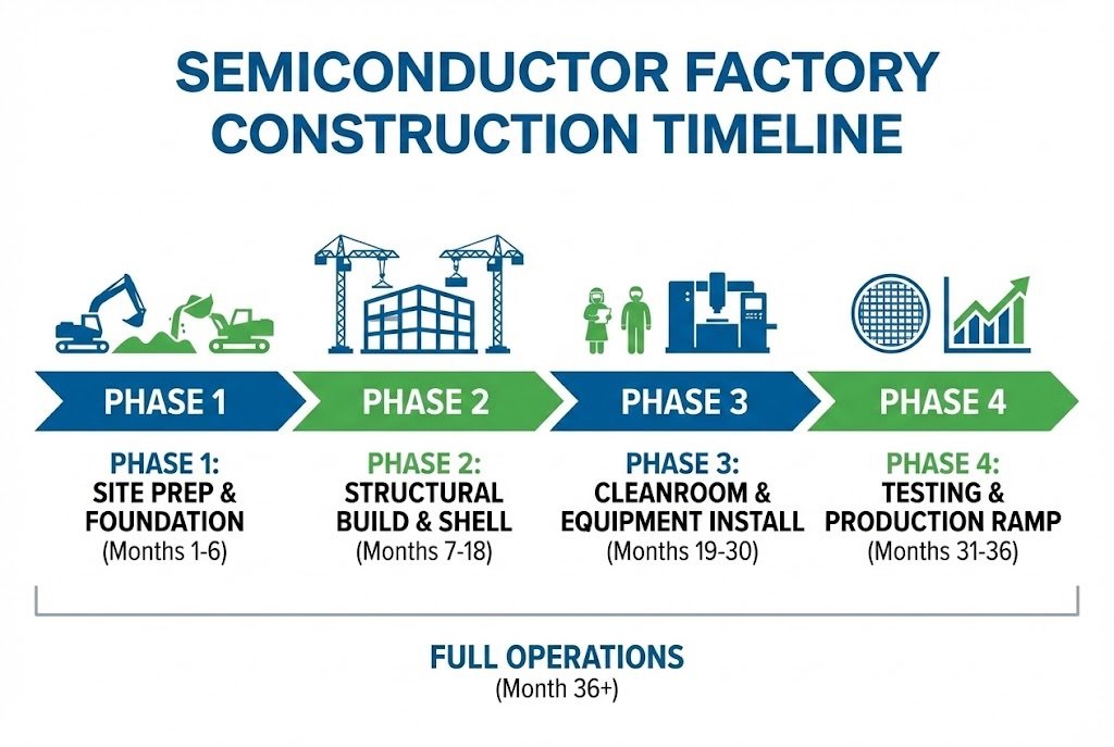 semiconductor factory construction timeline