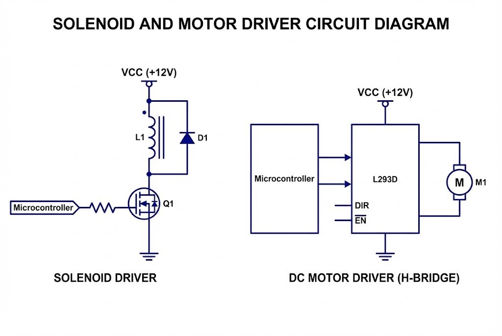 Solenoid and motor driver circuit diagram