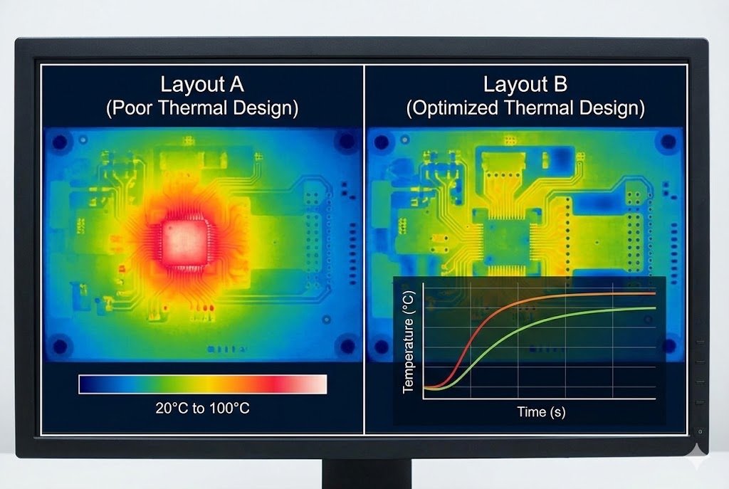 Thermal comparison of PCB layouts Thermal comparison of PCB layouts