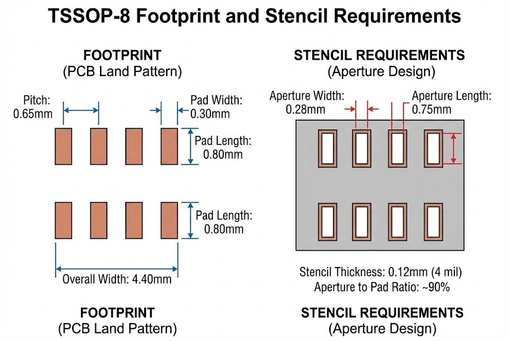TSSOP-8 footprint and stencil requirements