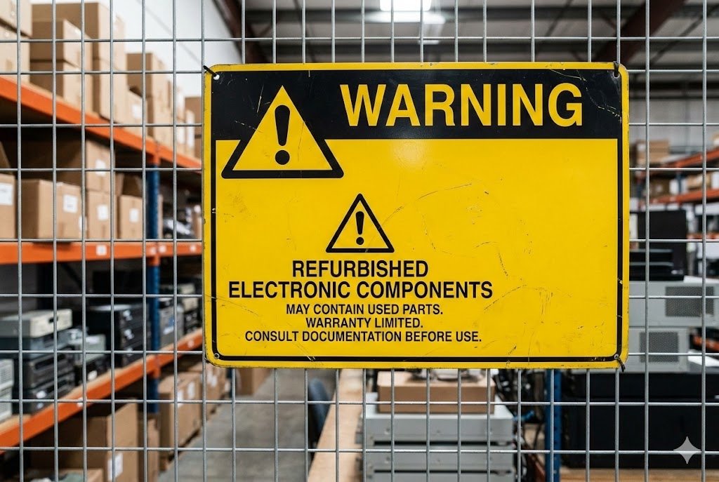 Warning sign for refurbished electronic components