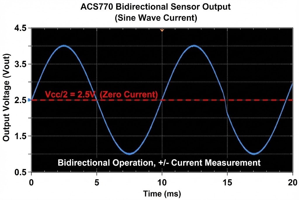 Sine wave output of ACS770 bidirectional sensor