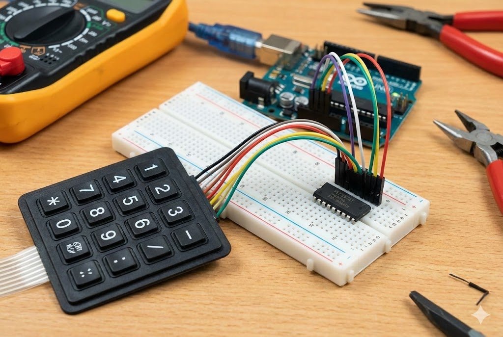 Matrix Keypad Scanning Circuit 4x4 Keypad connected to PCF8574T