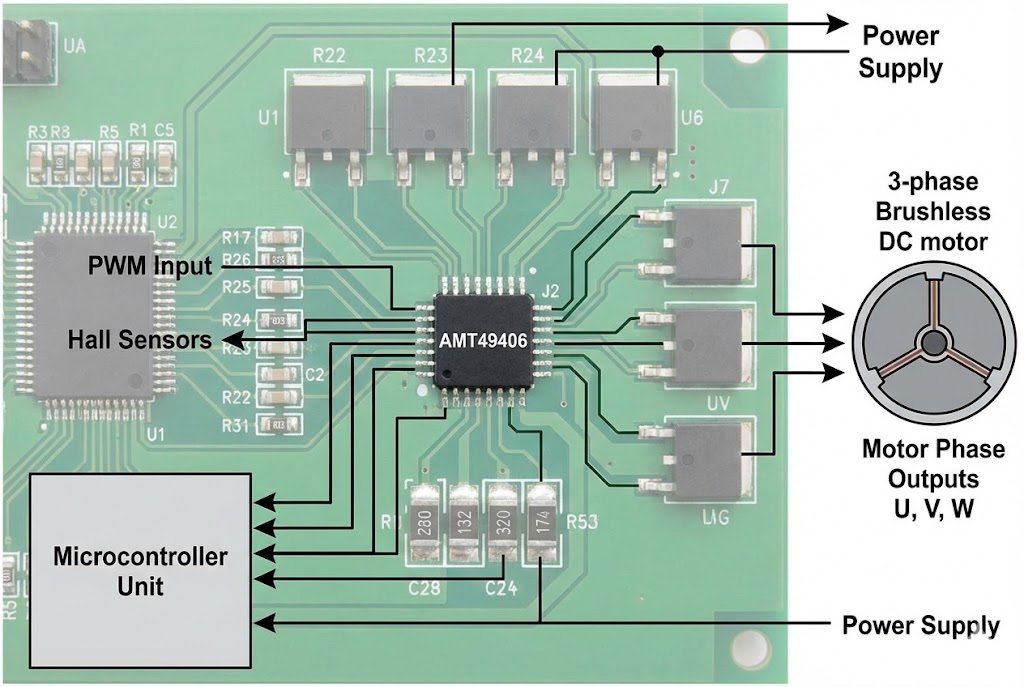 AMT49406 motor driver chip application