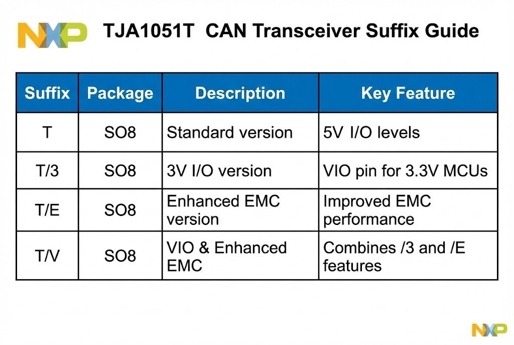 TJA1051T CAN Transceiver Suffix Guide