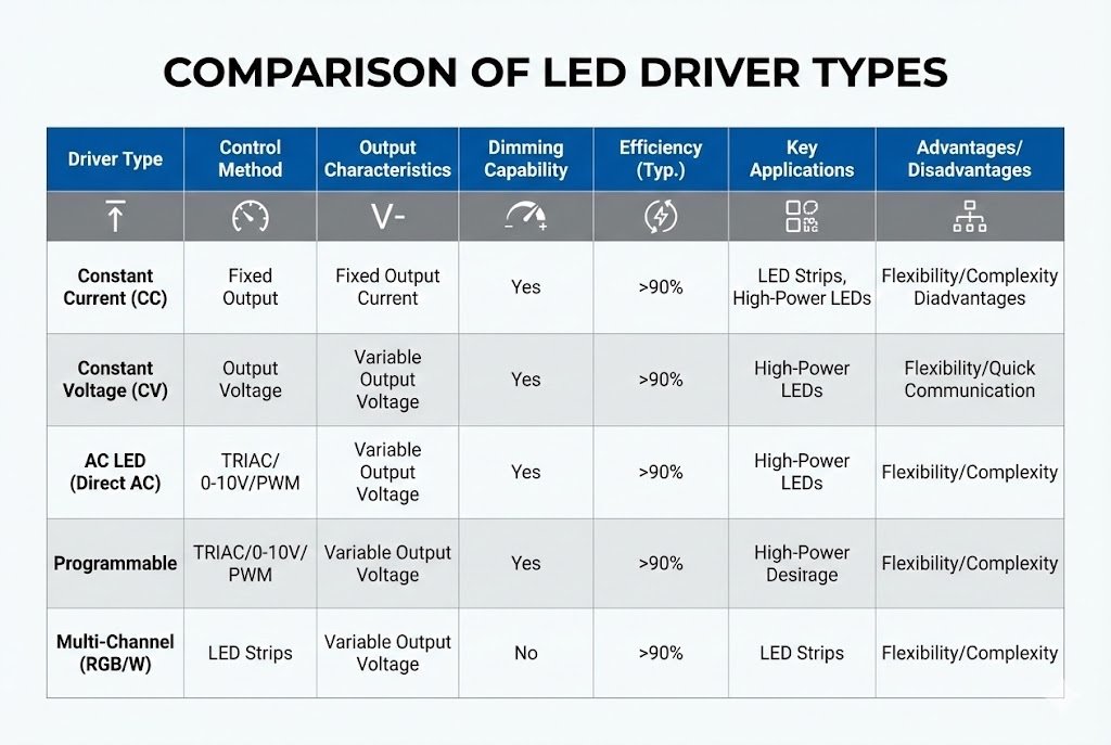LinkSwitch-PH vs LYTSwitch-5 Comparison table of LED drivers