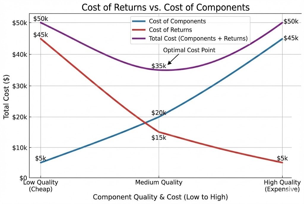 Graph showing cost of returns vs cost of components