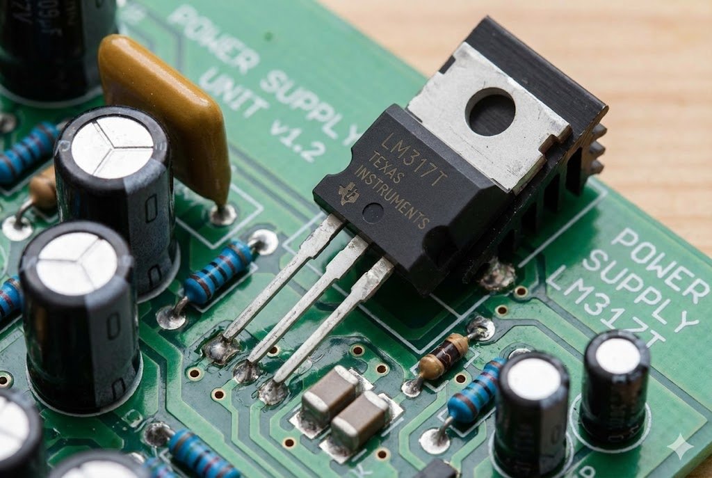Close up of electronic circuit board with power IC