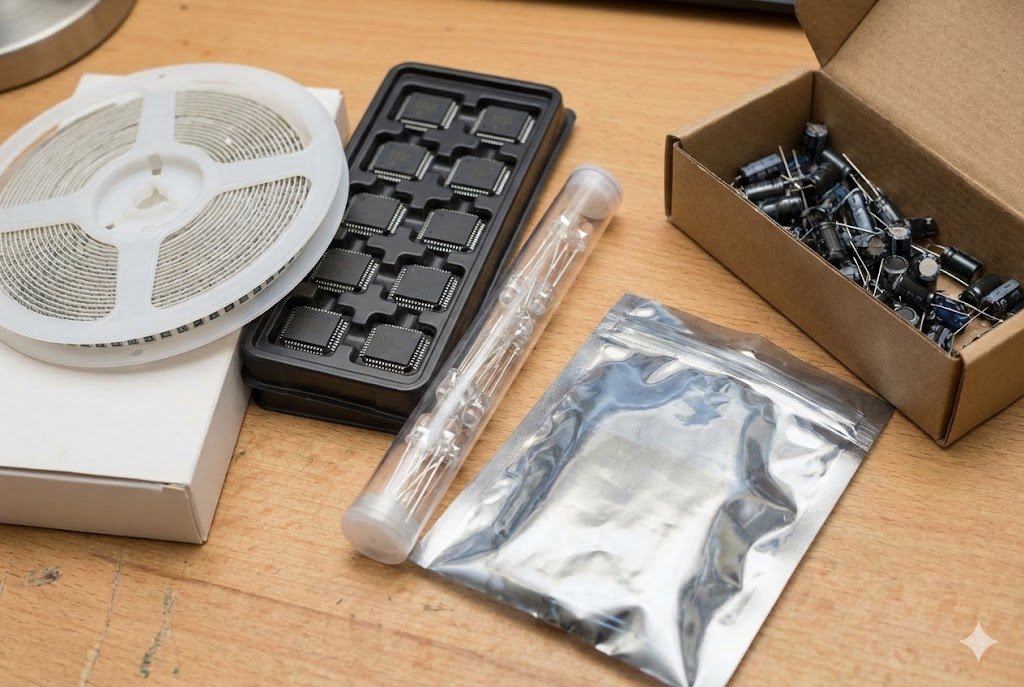 Mixed electronic component packaging types