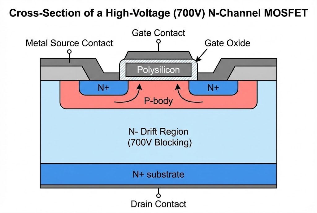 Internal structure of 700V MOSFET