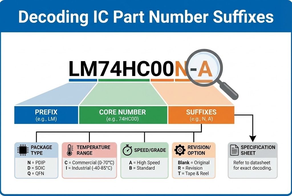Decoding IC part number suffixes