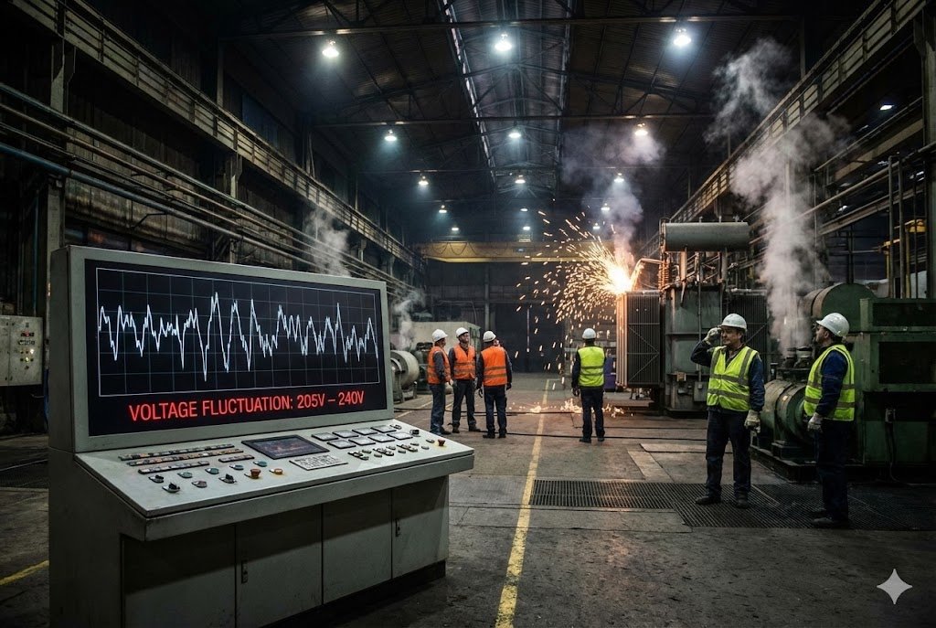 Industrial factory power grid fluctuations