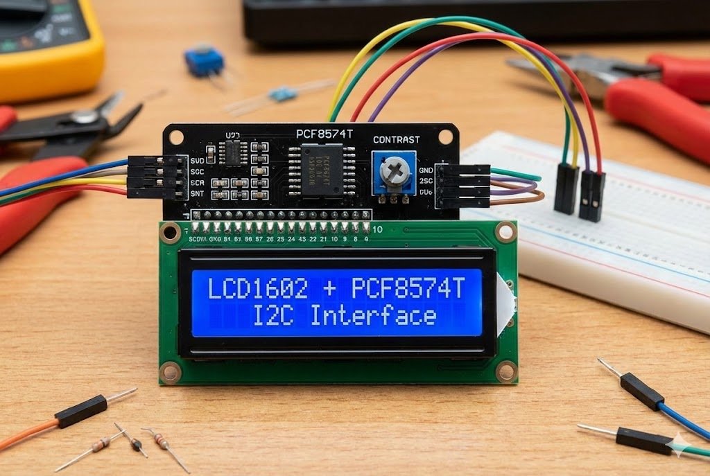 LCD1602 I2C Module Connection LCD1602 with PCF8574T backpack module