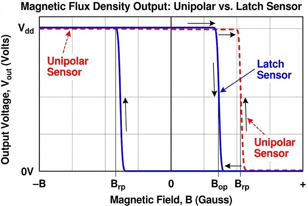 Magnetic Hysteresis Loop Diagram Magnetic flux density graph for Unipolar vs Latch